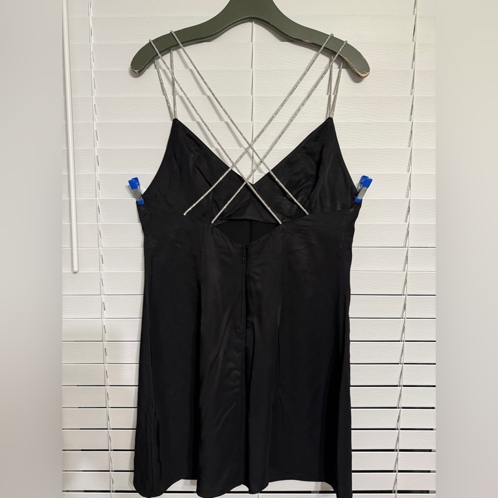 H & M classic black mini dress with sparkling straps back size M